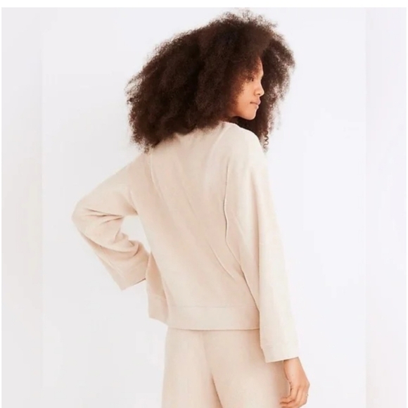 Madewell Light Tan Brushed Side Button Long Sleeve Relaxed Swestshirt L - Picture 10 of 10